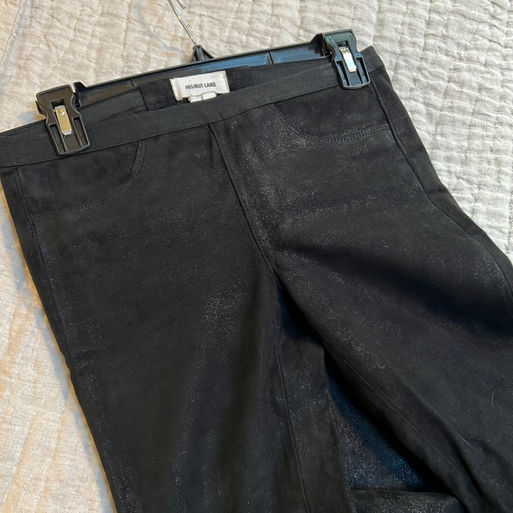 Helmut Lang Black Leather Skinny Straight pants